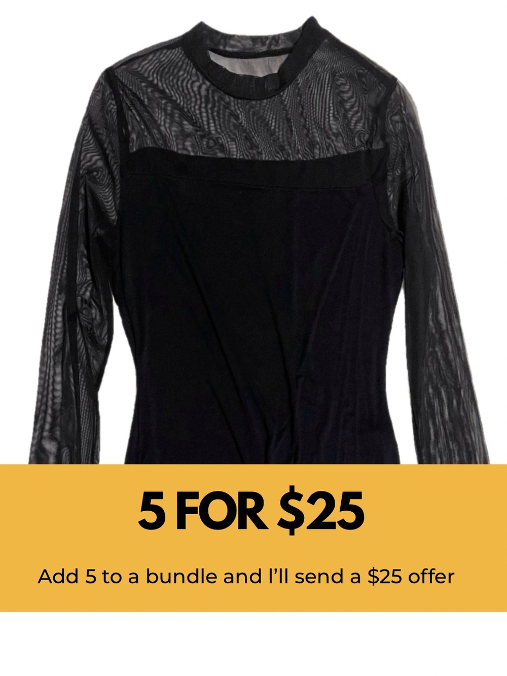 Sheer Paneled Black Women's Top